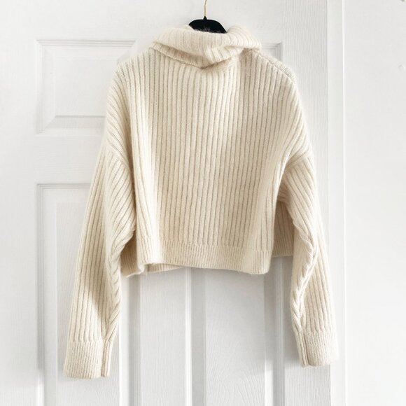 3.1 PHILLIP LIM Ivory Cropped Mohair Turtleneck, size Medium - Picture 7 of 10